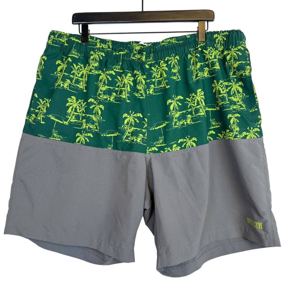 Duluth Trading Co Mens Swim Trunks Gray Green - 2XL XXL